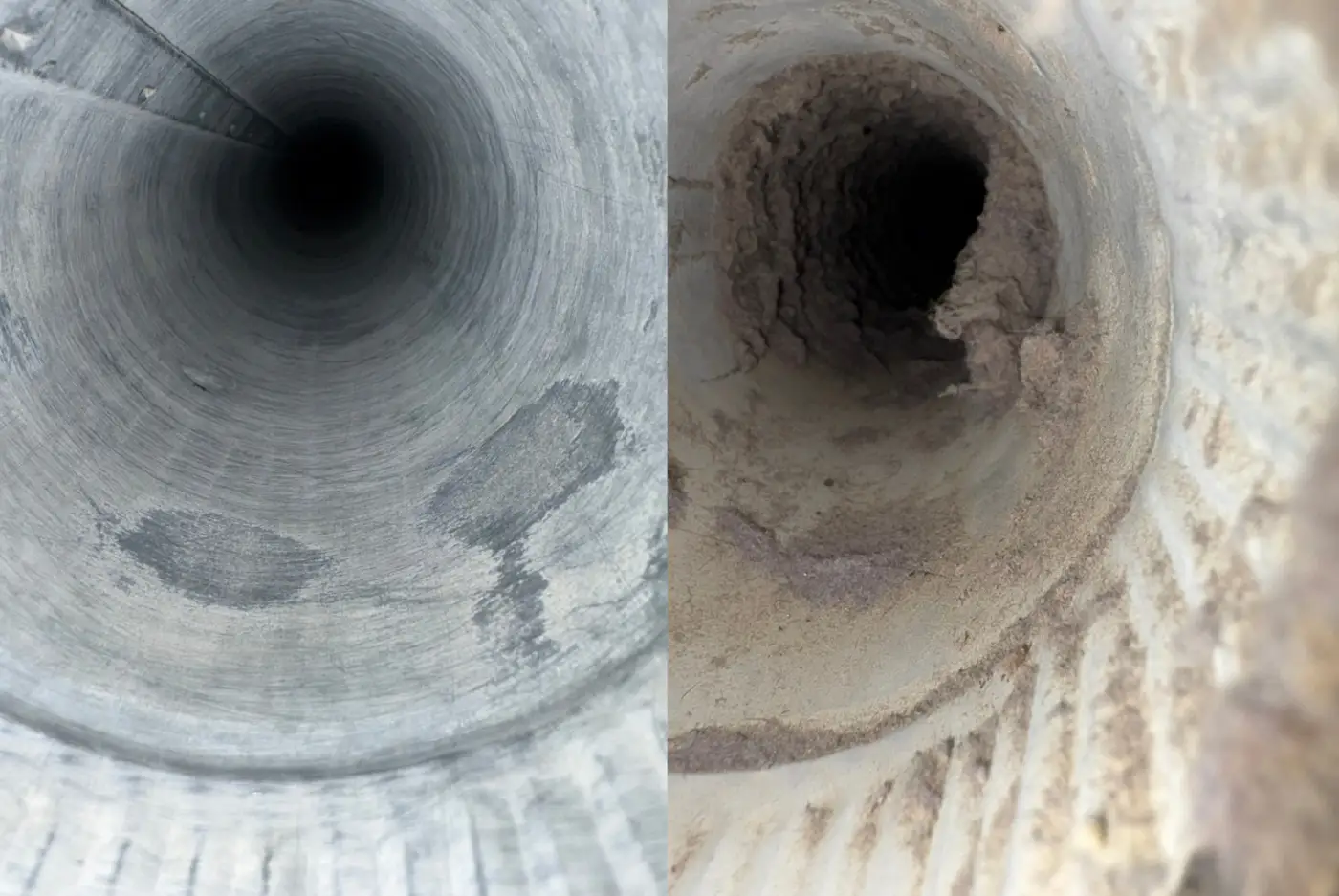 A dryer vent in Mount Arlington, NJ before and after cleaning